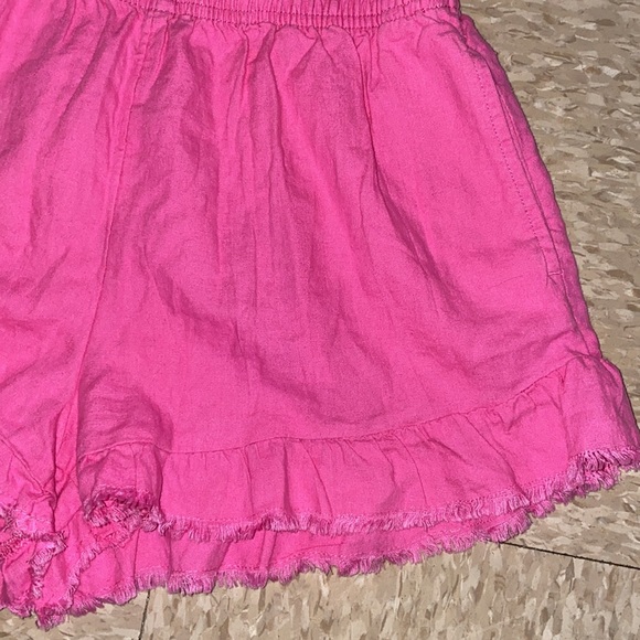 aerie Paperbag High Waisted Ruffle Hem Linen Blend Shorts in Bubble Gum Size XS - Picture 5 of 13
